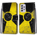 For Samsung Galaxy A52 5G Coloured Drawing Cross Texture Horizontal Flip PU Leather Case with Holder & Card Slots & Wallet & Lanyard(Yellow Black Logo)