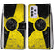 For Samsung Galaxy A52 5G Coloured Drawing Cross Texture Horizontal Flip PU Leather Case with Holder & Card Slots & Wallet & Lanyard(Yellow Black Logo)