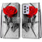 For Samsung Galaxy A52 5G Coloured Drawing Cross Texture Horizontal Flip PU Leather Case with Holder & Card Slots & Wallet & Lanyard(Wood Red Rose)