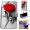 For Samsung Galaxy A52 5G Coloured Drawing Cross Texture Horizontal Flip PU Leather Case with Holder & Card Slots & Wallet & Lanyard(Wood Red Rose)