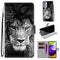 For Samsung Galaxy A52 5G Coloured Drawing Cross Texture Horizontal Flip PU Leather Case with Holder & Card Slots & Wallet & Lanyard(Black White Lion Head)