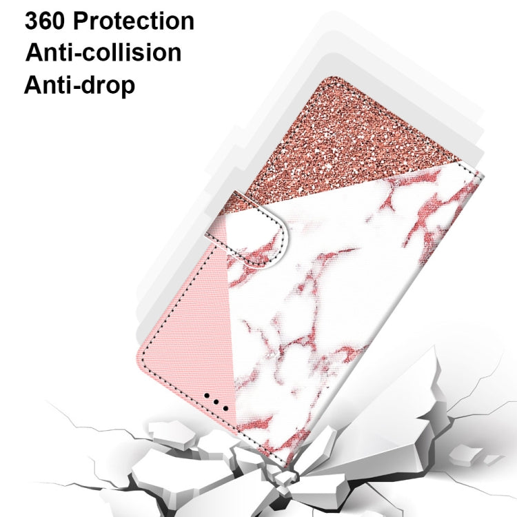 For Samsung Galaxy A52 5G Coloured Drawing Cross Texture Horizontal Flip PU Leather Case with Holder & Card Slots & Wallet & Lanyard(Pink Stone Texture)
