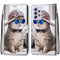 For Samsung Galaxy A52 5G Coloured Drawing Cross Texture Horizontal Flip PU Leather Case with Holder & Card Slots & Wallet & Lanyard(Slant Hat Blue Mirror Cat)