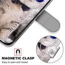 For Samsung Galaxy A52 5G Coloured Drawing Cross Texture Horizontal Flip PU Leather Case with Holder & Card Slots & Wallet & Lanyard(Slant Hat Blue Mirror Cat)