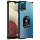 For Samsung Galaxy A12 Shockproof Transparent TPU + Acrylic Protective Case with Ring Holder(Black)