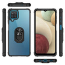 For Samsung Galaxy A12 Shockproof Transparent TPU + Acrylic Protective Case with Ring Holder(Black and Silver)