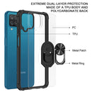 For Samsung Galaxy A12 Shockproof Transparent TPU + Acrylic Protective Case with Ring Holder(Black and Silver)