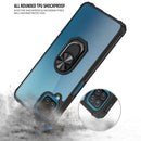 For Samsung Galaxy A12 Shockproof Transparent TPU + Acrylic Protective Case with Ring Holder(Black and Silver)