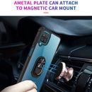 For Samsung Galaxy A12 Shockproof Transparent TPU + Acrylic Protective Case with Ring Holder(Black and Silver)