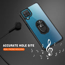 For Samsung Galaxy A12 Shockproof Transparent TPU + Acrylic Protective Case with Ring Holder(Black and Silver)