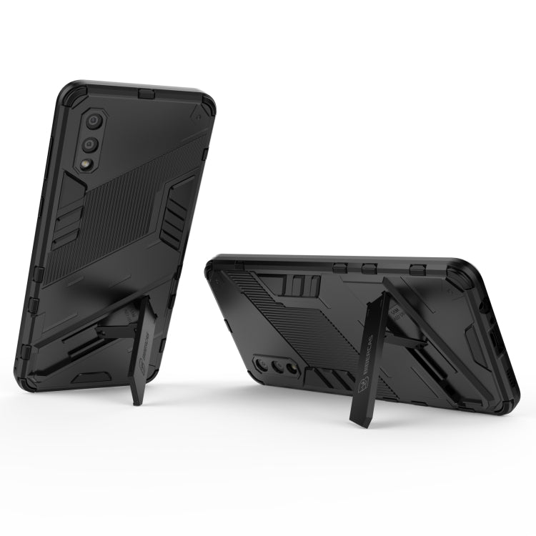 For Samsung Galaxy A02 (EU Version) Punk Armor 2 in 1 PC + TPU Shockproof Case with Invisible Holder(Black)