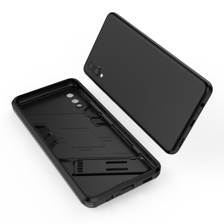 For Samsung Galaxy A02 (EU Version) Punk Armor 2 in 1 PC + TPU Shockproof Case with Invisible Holder(Black)