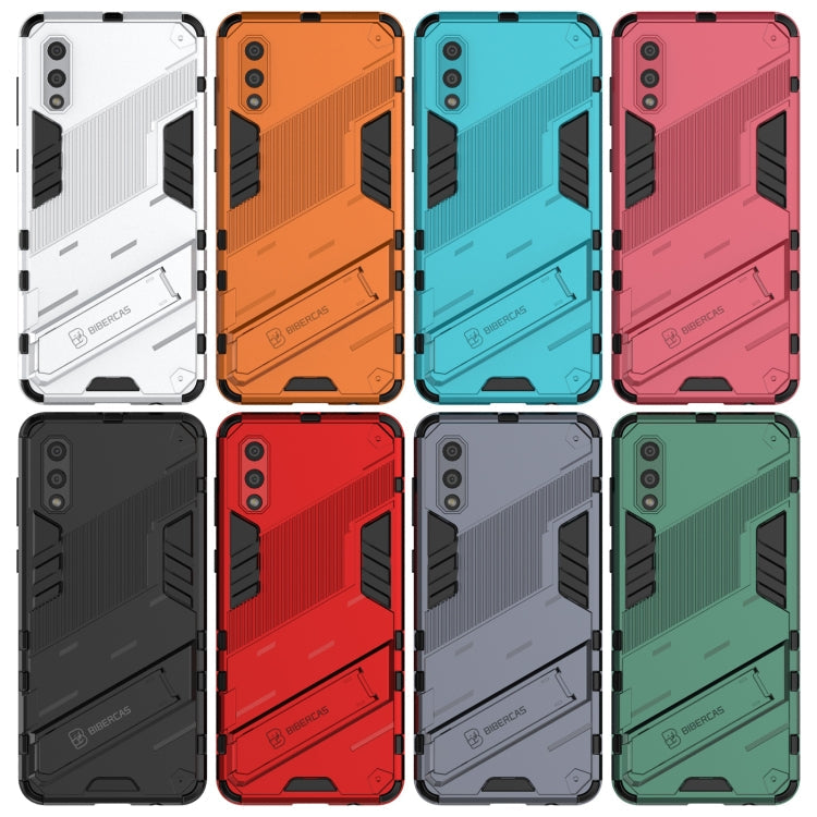 For Samsung Galaxy A02 (EU Version) Punk Armor 2 in 1 PC + TPU Shockproof Case with Invisible Holder(Black)