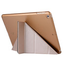 For iPad 10.2 2021 / 2020 / 2019 Silk Texture Horizontal Deformation Flip Leather Case with Holder(Gold)