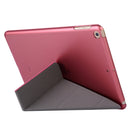 For iPad 10.2 2021 / 2020 / 2019 Silk Texture Horizontal Deformation Flip Leather Case with Holder(Rose Red)