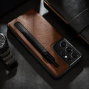 For Samsung Galaxy S21 Ultra 5G NILLKIN Aoge Series Shockproof Leather Case with Card Slot(Brown)