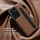 For Samsung Galaxy S21 Ultra 5G NILLKIN Aoge Series Shockproof Leather Case with Card Slot(Brown)