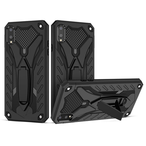 For Samsung Galaxy A02 Shockproof TPU + PC Protective Case with Holder(Black)