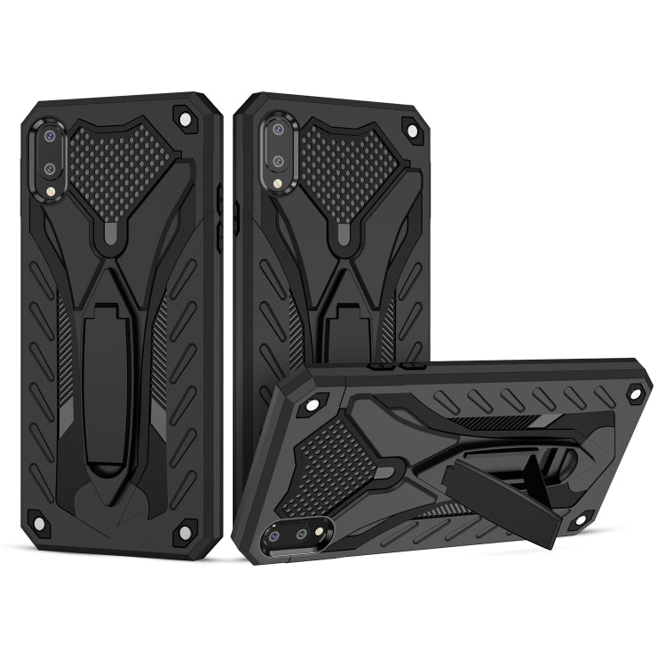For Samsung Galaxy A02 Shockproof TPU + PC Protective Case with Holder(Black)
