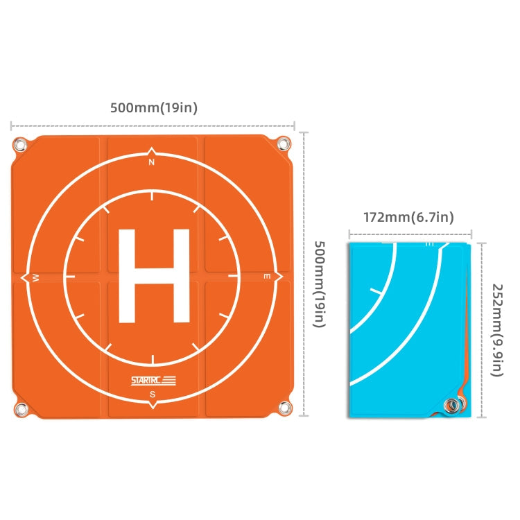 STARTRC 1109143 50cm Portable Drone Universal Foldable Square Parking Apron Landing Pad for DJI FPV / mini 2 / Mavic Air 2 / Air 2S(Orange+Blue)