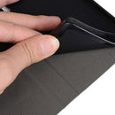 For LG Wing 5G Canvas Three-color Stitching Business Horizontal Flip Leather Case with Holder & Card Slot(Blue)