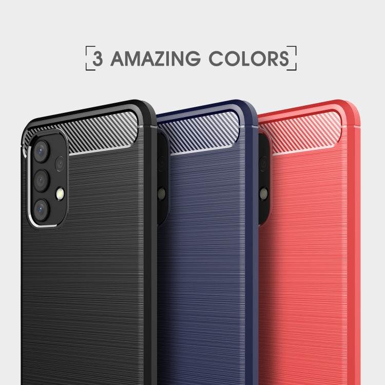 For Samsung Galaxy A32 4G Brushed Texture Carbon Fiber TPU Case(Navy Blue)