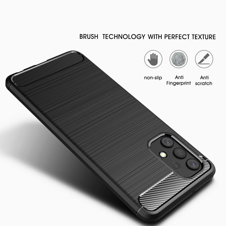 For Samsung Galaxy A32 4G Brushed Texture Carbon Fiber TPU Case(Navy Blue)