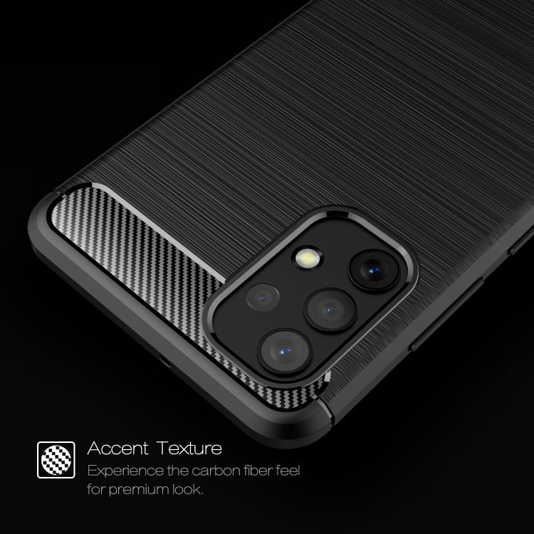 For Samsung Galaxy A32 4G Brushed Texture Carbon Fiber TPU Case(Navy Blue)