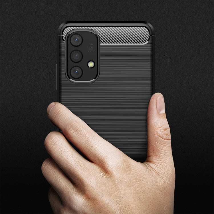 For Samsung Galaxy A32 4G Brushed Texture Carbon Fiber TPU Case(Navy Blue)