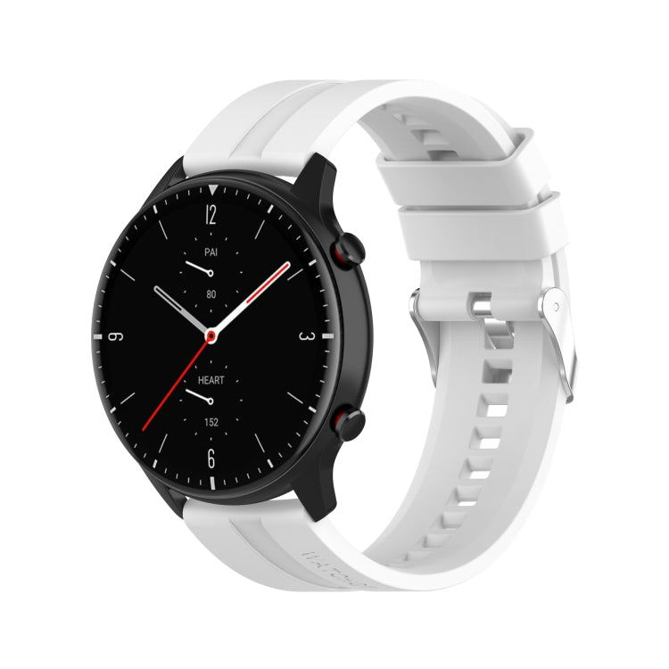 For Amazfit GTR 2e / GTR 2 22mm Silicone Watch Band with Silver Buckle(White)