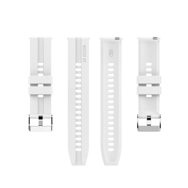 For Amazfit GTS 2e / GTS 2 20mm Silicone Watch Band with Silver Buckle(White)