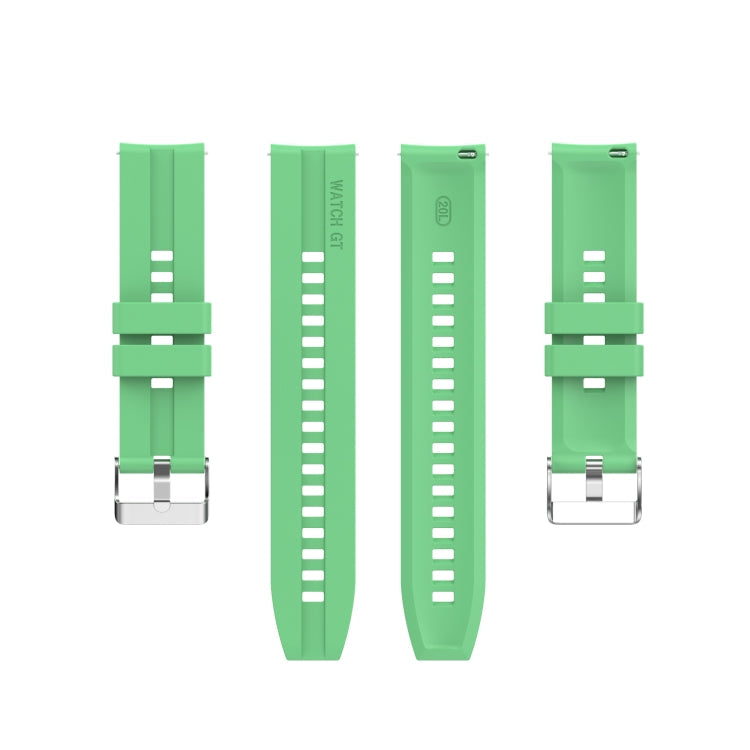 For Amazfit GTS 2e / GTS 2 20mm Silicone Watch Band with Silver Buckle(Mint Green)