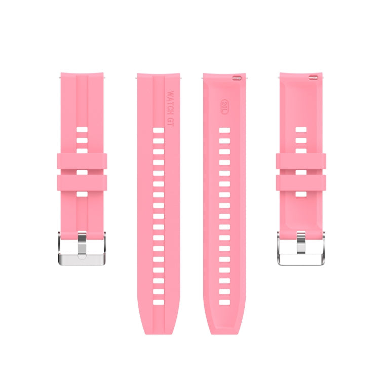 For Amazfit GTS 2e / GTS 2 20mm Silicone Watch Band with Silver Buckle(Pink)