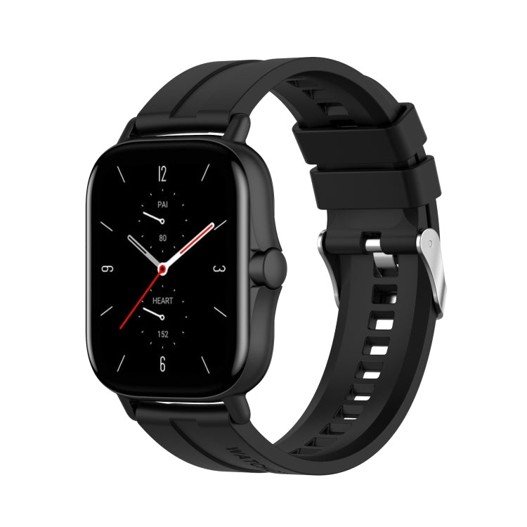 For Amazfit GTS 2e / GTS 2 20mm Silicone Watch Band with Silver Buckle(Black)