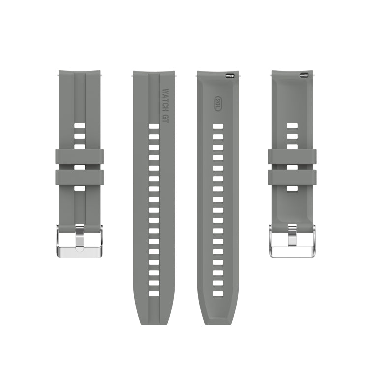 For Amazfit GTS 2e / GTS 2 20mm Silicone Watch Band with Silver Buckle(Grey)