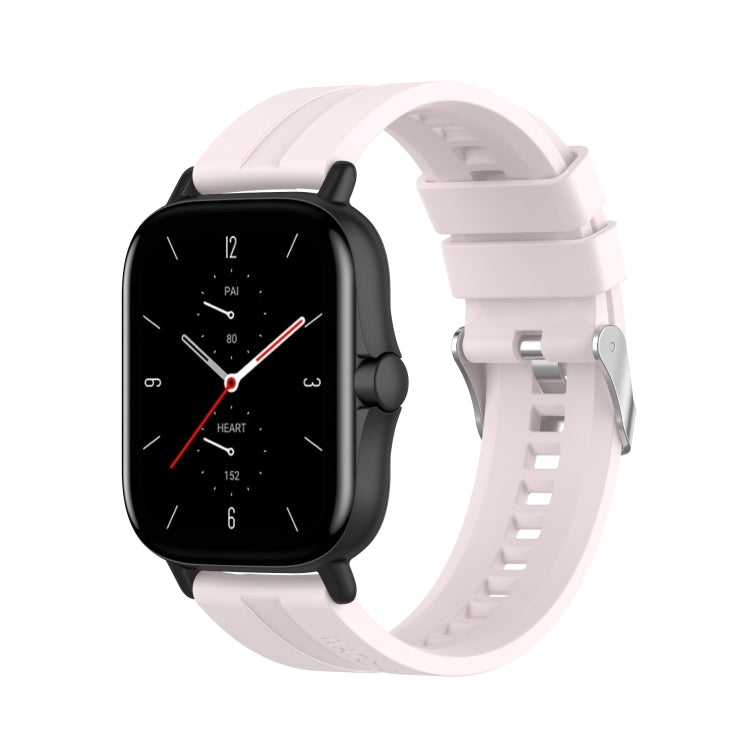 For Amazfit GTS 2e / GTS 2 20mm Silicone Watch Band with Silver Buckle(Sand Pink)