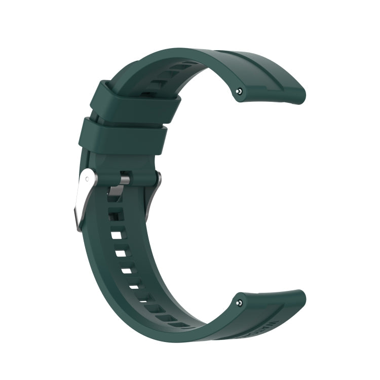 For Amazfit GTS 2e / GTS 2 20mm Silicone Watch Band with Silver Buckle(Dark Green)