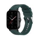 For Amazfit GTS 2e / GTS 2 20mm Silicone Watch Band with Silver Buckle(Dark Green)