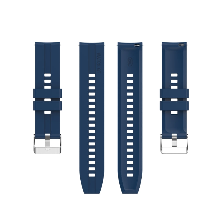 For Amazfit GTS 2e / GTS 2 20mm Silicone Watch Band with Silver Buckle(Dark Blue)