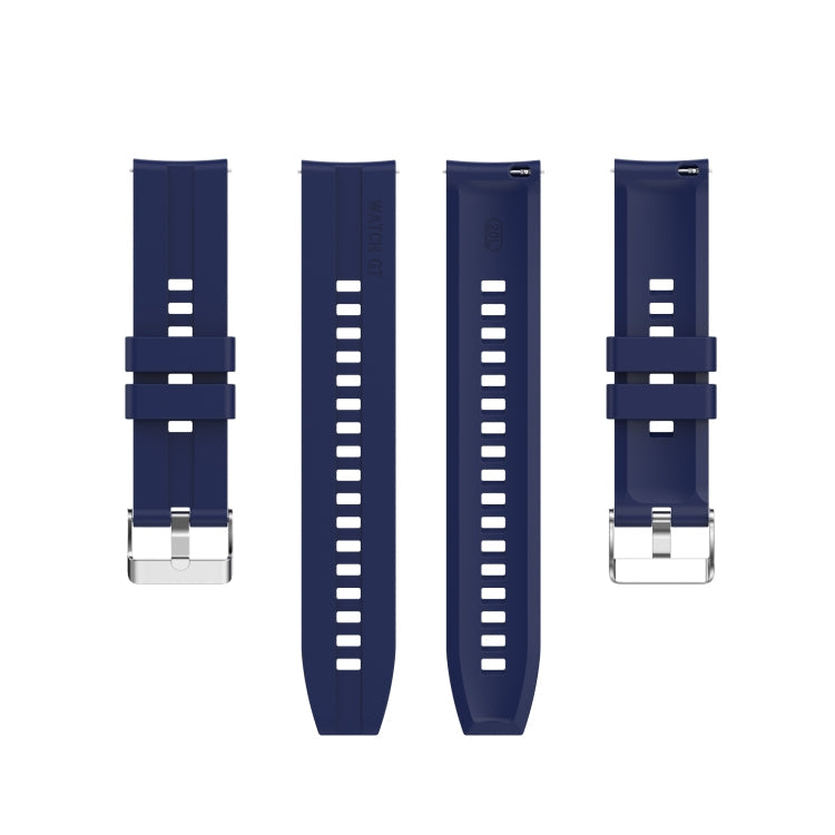 For Amazfit GTS 2e / GTS 2 20mm Silicone Watch Band with Silver Buckle(Midnight Blue)