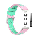 For Huawei Watch Fit 18mm Clasp Style Silicone Two-color Watch Band(Pink+Green)