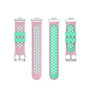 For Huawei Watch Fit 18mm Clasp Style Silicone Two-color Watch Band(Pink+Green)