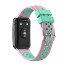 For Huawei Watch Fit 18mm Clasp Style Silicone Two-color Watch Band(Pink+Green)