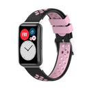For Huawei Watch Fit 18mm Clasp Style Silicone Two-color Watch Band(Black+Pink)