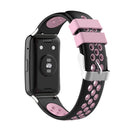 For Huawei Watch Fit 18mm Clasp Style Silicone Two-color Watch Band(Black+Pink)