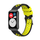 For Huawei Watch Fit 18mm Clasp Style Silicone Two-color Watch Band(Black+Yellow)