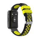 For Huawei Watch Fit 18mm Clasp Style Silicone Two-color Watch Band(Black+Yellow)