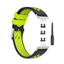 For Huawei Watch Fit 18mm Clasp Style Silicone Two-color Watch Band(Black+Green)