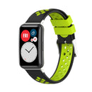 For Huawei Watch Fit 18mm Clasp Style Silicone Two-color Watch Band(Black+Green)