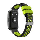 For Huawei Watch Fit 18mm Clasp Style Silicone Two-color Watch Band(Black+Green)
